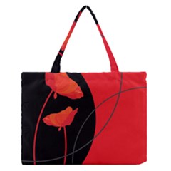 Flower Floral Red Black Sakura Line Medium Zipper Tote Bag by Mariart