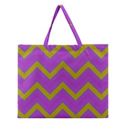 Zig Zags Pattern Zipper Large Tote Bag