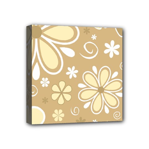 Flower Floral Star Sunflower Grey Mini Canvas 4  X 4  by Mariart