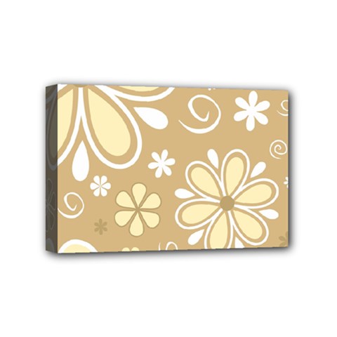 Flower Floral Star Sunflower Grey Mini Canvas 6  x 4 