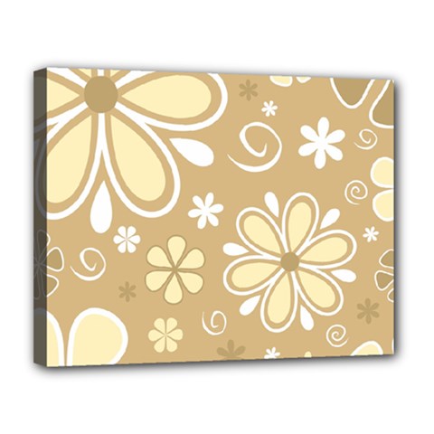 Flower Floral Star Sunflower Grey Canvas 14  X 11  by Mariart