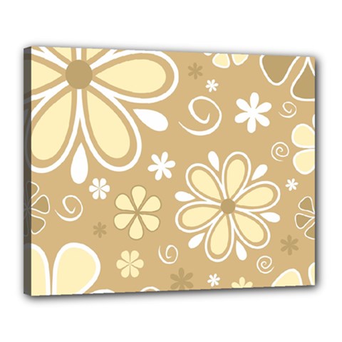 Flower Floral Star Sunflower Grey Canvas 20  x 16 