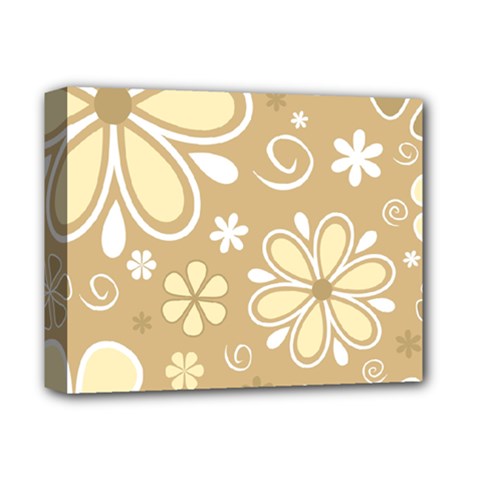 Flower Floral Star Sunflower Grey Deluxe Canvas 14  X 11  by Mariart