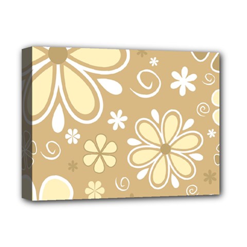 Flower Floral Star Sunflower Grey Deluxe Canvas 16  X 12   by Mariart