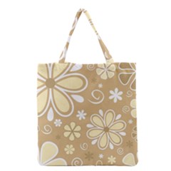 Flower Floral Star Sunflower Grey Grocery Tote Bag