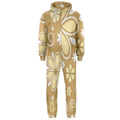 Flower Floral Star Sunflower Grey Hooded Jumpsuit (men)  by Mariart