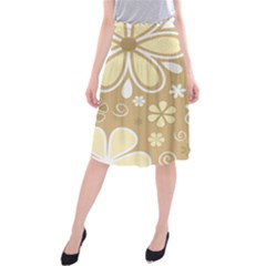 Flower Floral Star Sunflower Grey Midi Beach Skirt
