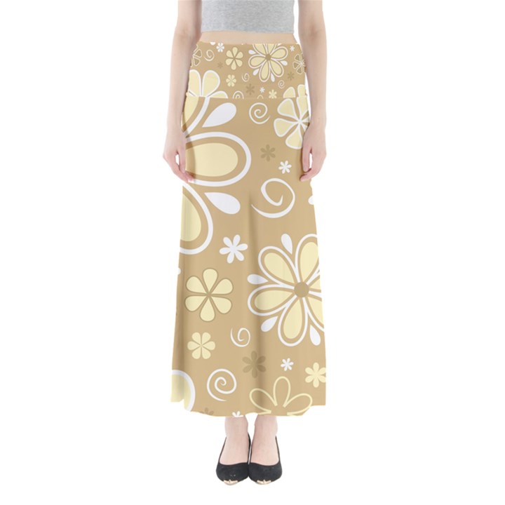 Flower Floral Star Sunflower Grey Maxi Skirts