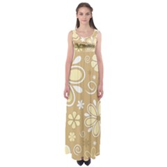 Flower Floral Star Sunflower Grey Empire Waist Maxi Dress