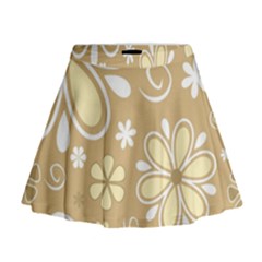 Flower Floral Star Sunflower Grey Mini Flare Skirt