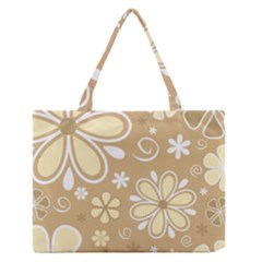 Flower Floral Star Sunflower Grey Medium Zipper Tote Bag