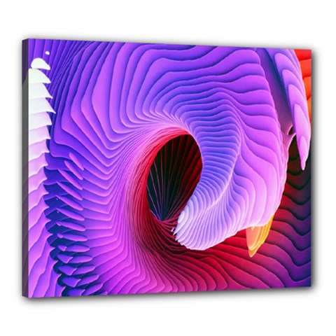 Digital Art Spirals Wave Waves Chevron Red Purple Blue Pink Canvas 24  X 20 