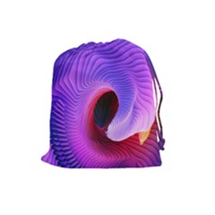 Digital Art Spirals Wave Waves Chevron Red Purple Blue Pink Drawstring Pouches (large) 