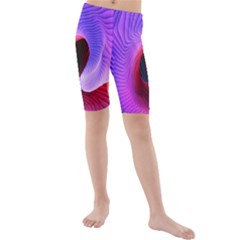 Digital Art Spirals Wave Waves Chevron Red Purple Blue Pink Kids  Mid Length Swim Shorts by Mariart