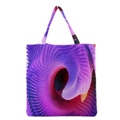 Digital Art Spirals Wave Waves Chevron Red Purple Blue Pink Grocery Tote Bag