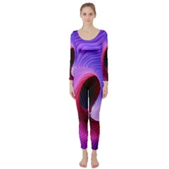 Digital Art Spirals Wave Waves Chevron Red Purple Blue Pink Long Sleeve Catsuit by Mariart