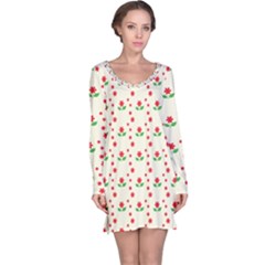 Flower Floral Sunflower Rose Star Red Green Long Sleeve Nightdress by Mariart