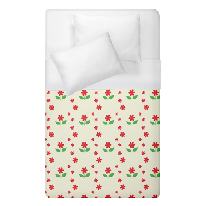 Flower Floral Sunflower Rose Star Red Green Duvet Cover (Single Size)