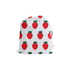 Fruit Strawberries Red Green Drawstring Pouches (medium) 