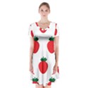 Fruit Strawberries Red Green Short Sleeve V-neck Flare Dress View1