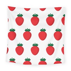 Fruit Strawberries Red Green Square Tapestry (large) by Mariart