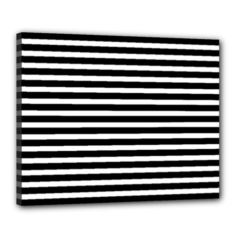 Horizontal Stripes Black Canvas 20  X 16  by Mariart