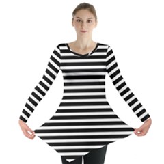 Horizontal Stripes Black Long Sleeve Tunic  by Mariart