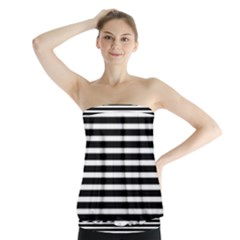 Horizontal Stripes Black Strapless Top by Mariart