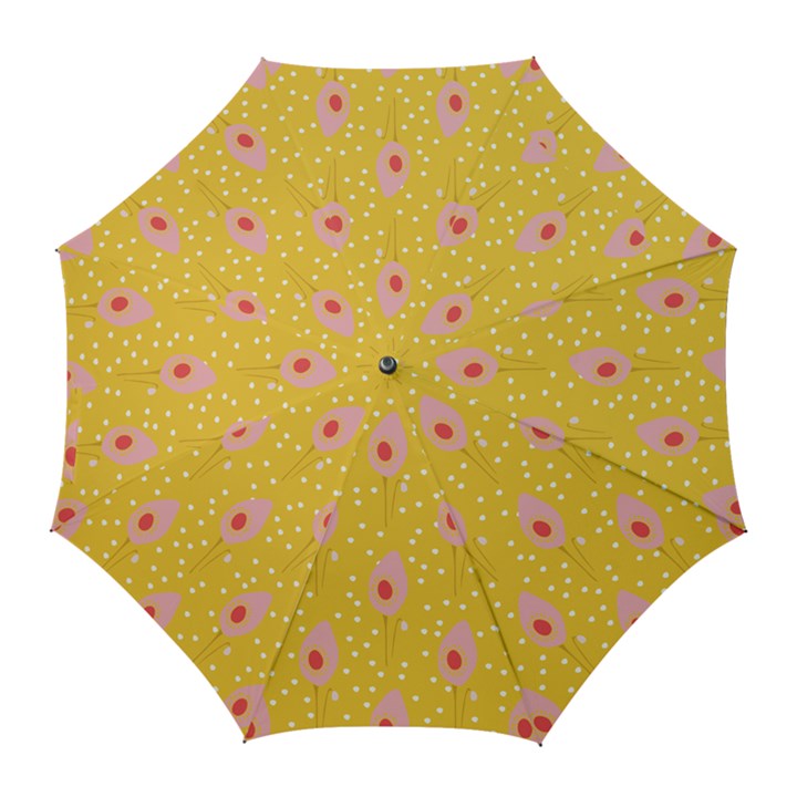 Flower Floral Tulip Leaf Pink Yellow Polka Sot Spot Golf Umbrellas