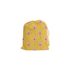 Flower Floral Tulip Leaf Pink Yellow Polka Sot Spot Drawstring Pouches (xs)  by Mariart