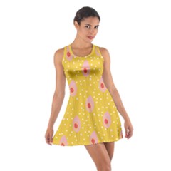 Flower Floral Tulip Leaf Pink Yellow Polka Sot Spot Cotton Racerback Dress