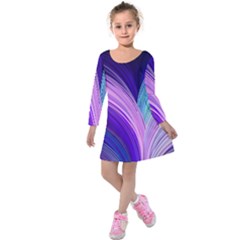 Color Purple Blue Pink Kids  Long Sleeve Velvet Dress by Mariart