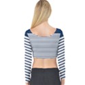 Horizontal Stripes Blue White Line Long Sleeve Crop Top View2