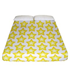 Yellow Orange Star Space Light Fitted Sheet (queen Size) by Mariart