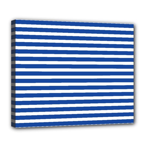 Horizontal Stripes Dark Blue Deluxe Canvas 24  X 20  