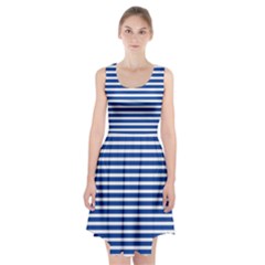 Horizontal Stripes Dark Blue Racerback Midi Dress