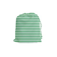 Horizontal Stripes Green Drawstring Pouches (Medium) 