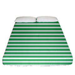 Horizontal Stripes Green Fitted Sheet (Queen Size)