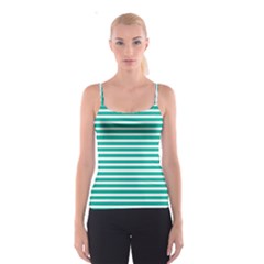 Horizontal Stripes Green Teal Spaghetti Strap Top