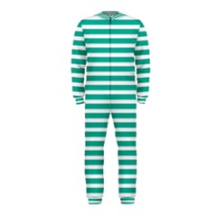Horizontal Stripes Green Teal Onepiece Jumpsuit (kids) by Mariart