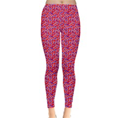 Red White And Blue Leopard Print  Leggings  by PhotoNOLA