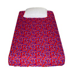 Red White And Blue Leopard Print  Fitted Sheet (single Size) by PhotoNOLA