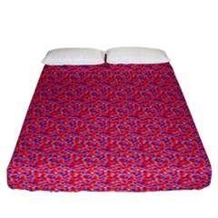 Red White And Blue Leopard Print  Fitted Sheet (california King Size) by PhotoNOLA