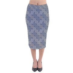 Decorative Ornamental Geometric Pattern Velvet Midi Pencil Skirt