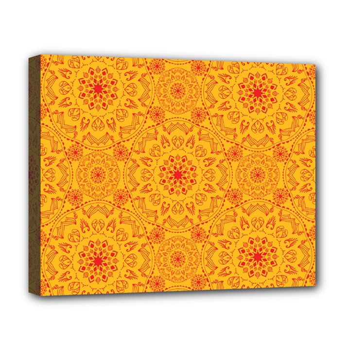 Solar mandala. Orange rangoli. Deluxe Canvas 20  x 16  (Stretched)