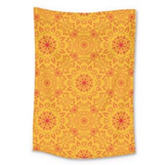 Solar mandala. Orange rangoli. Large Tapestry