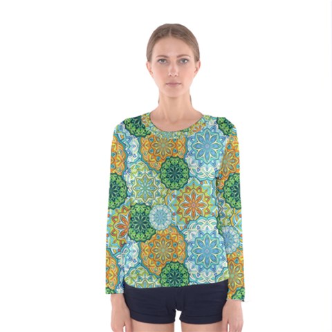 Forest Spirits  Green Mandalas  Women s Long Sleeve Tee by bunart