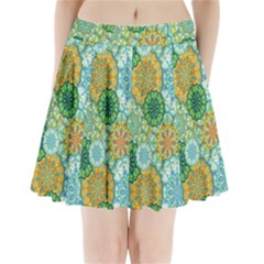 Forest Spirits  Green Mandalas  Pleated Mini Skirt by bunart