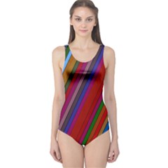 Color Stripes Pattern One Piece Swimsuit by Simbadda