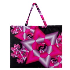 Star Of David On Black Zipper Large Tote Bag by Simbadda